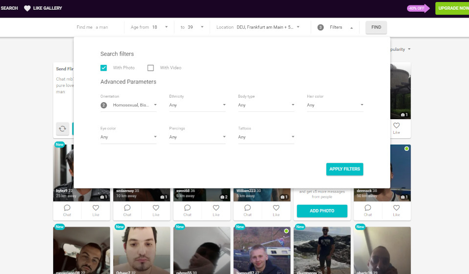 Wyszukaj połączenie na BuddyGays