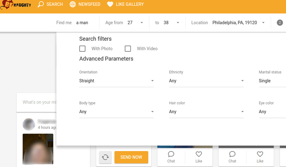 Opciones de búsqueda y filtros